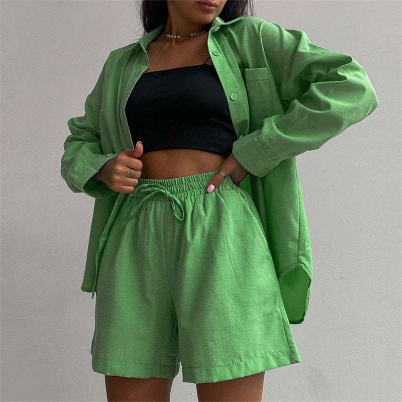 Casual Womem Summer Tracksuit Shorts Two Piece Set 2022 Lounge Wear Short Sleeve Shirt Tops And Mini Shorts Suit Female Homewear - kmtell.com