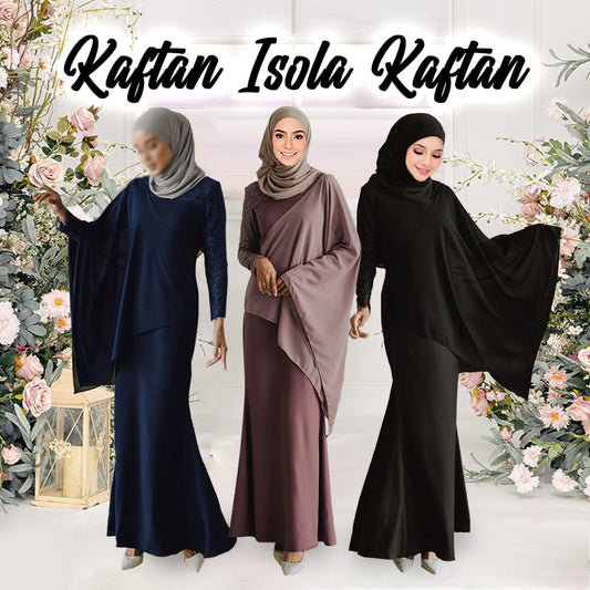 MUSLIM SET Abaya Kebaya Girl Women Clothes Islam Clothing Muslim Fashion Set Satin Closed with Outfit Solid color Black - kmtell.com