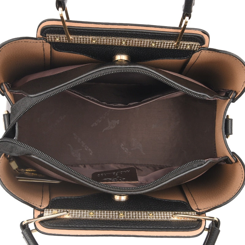 Women Soft Leather Handbags Luxury Designer 3 Layers Shoulder Crossbody Bags Ladies Large Capacity Shopping Brand Messenger Tote - kmtell.com