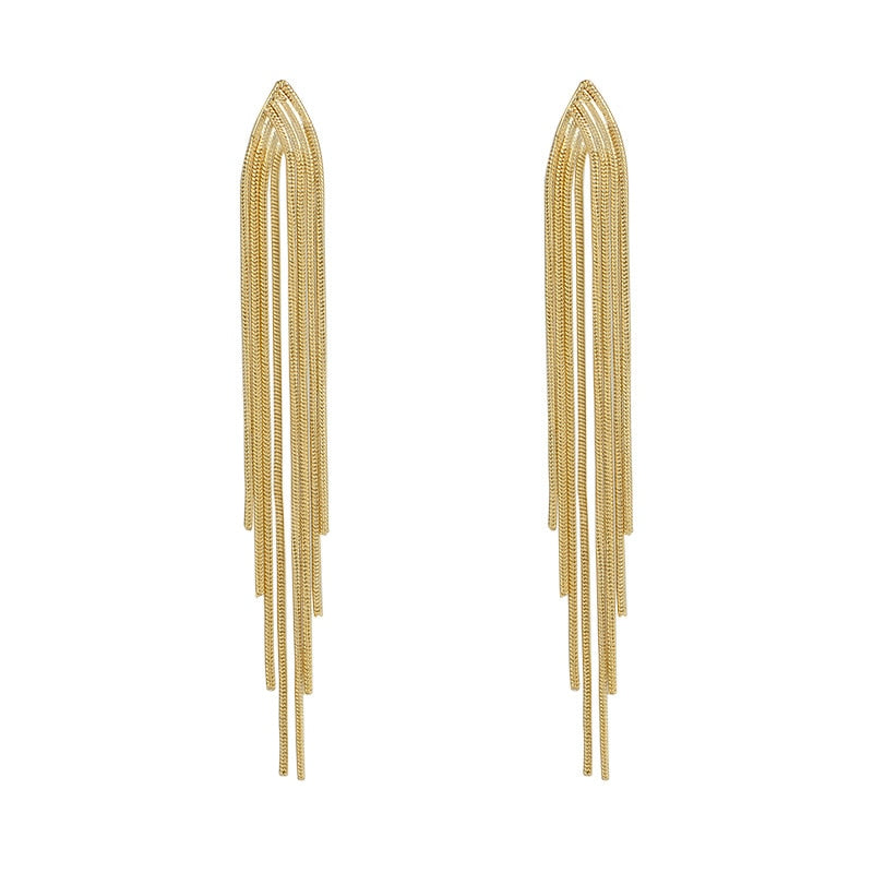 Vintage Gold Color Bar Long Thread Tassel Drop Earrings For Women Glossy  Geometric Korean Earring New Fashion Wedding Jewelry - kmtell.com