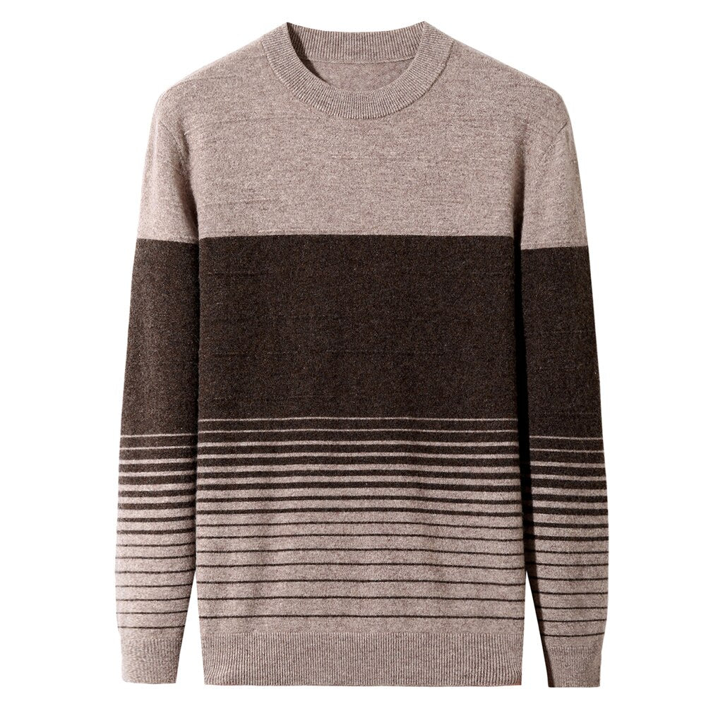 COODRONY Brand 100% Merino Wool Striped O-Neck Sweater Men Clothing Autumn Winter New Arrival Classic Pullover Pull Homme Z3050 - kmtell.com