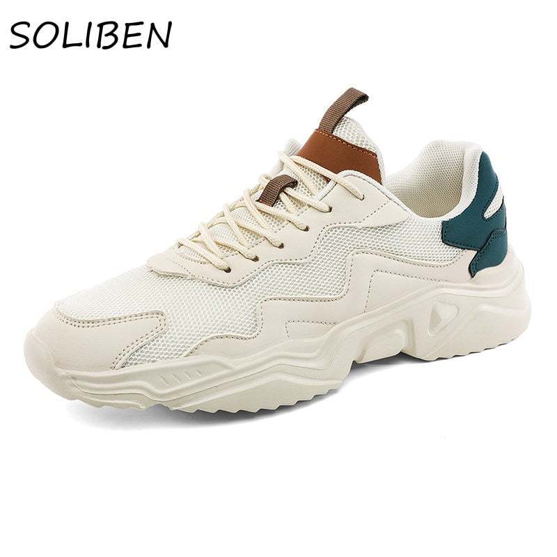 SOLIBEN Unisex Casual Shoes Big Size Light Breathable Mesh Shoes Outdoor Casual Sneakers Men Sneakers Chunky Anti-slip Footwear - kmtell.com