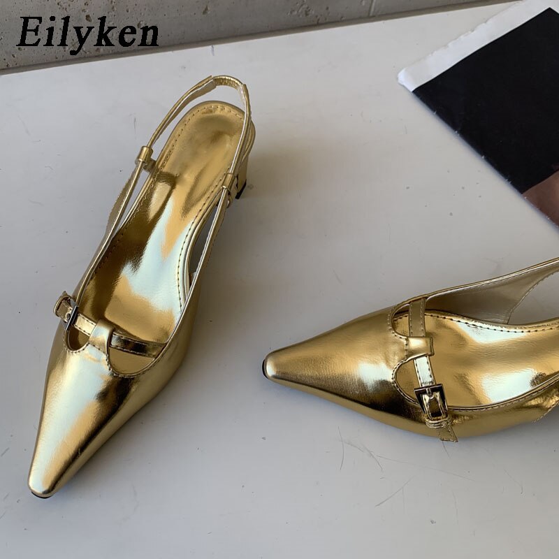 Eilyken New Brand Women Pumps Fashion Pointed Toe Slip On Ladies Elegant Slingback Shoes Outdoor Dress Party Sandal - kmtell.com