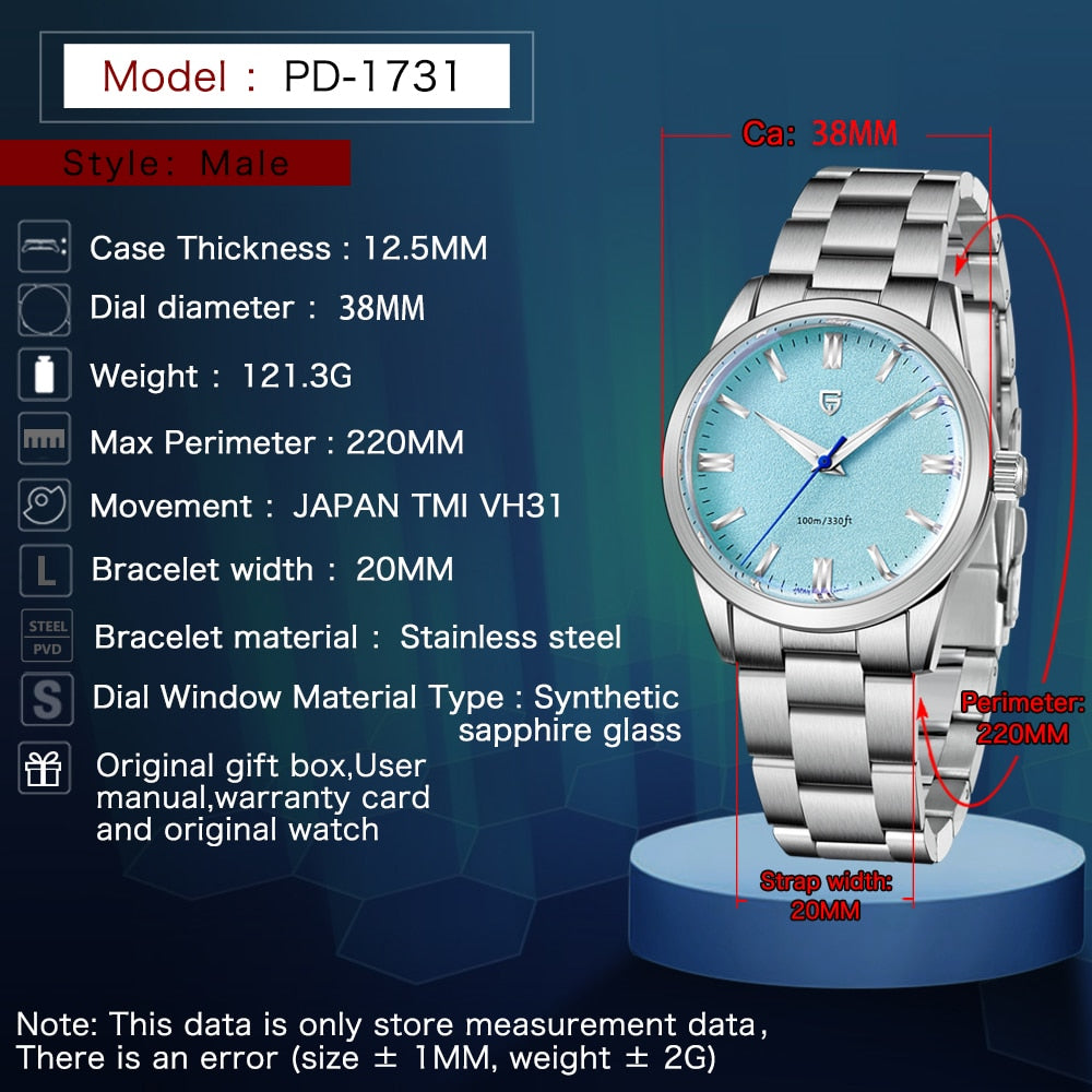 2023 New PAGANI DESIGN 38mm Men&#39;s Quartz Watches Stainless Steel AR Coating Sapphire VH31 Business Sports Watches reloj hombre - kmtell.com