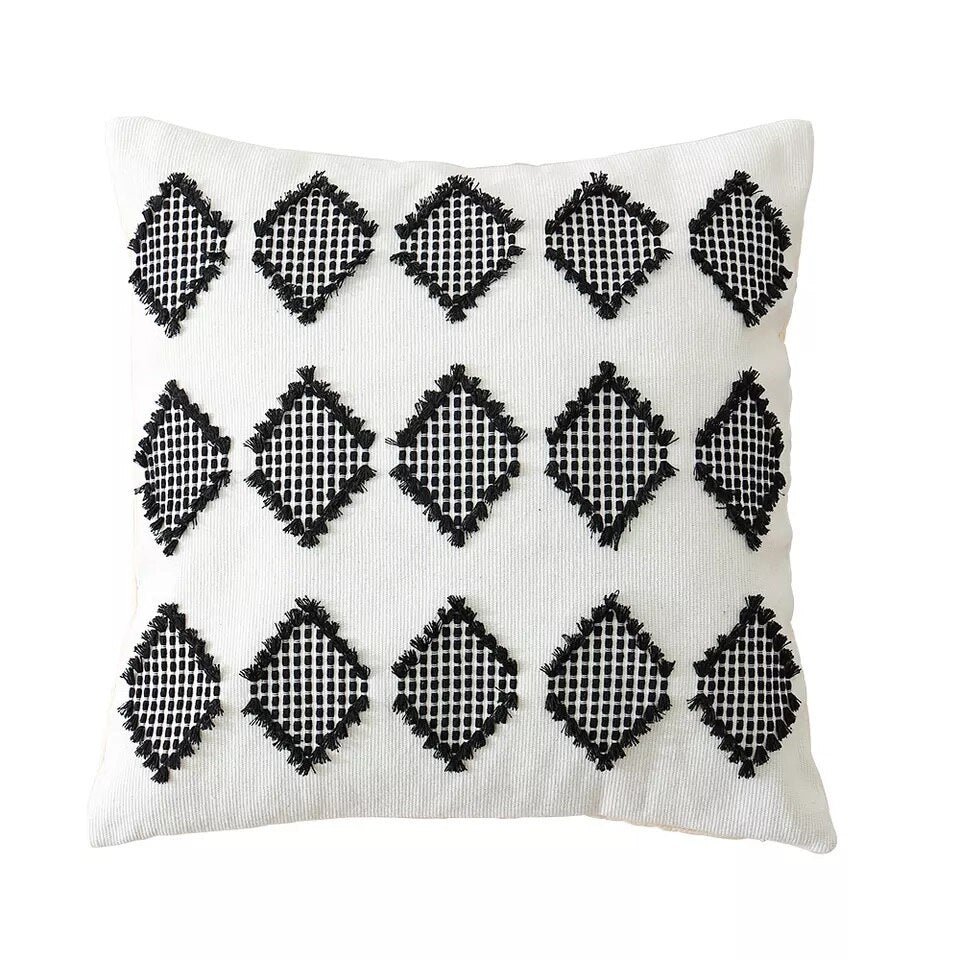 Grey Cushion Cover Cotton Woven 45x45cm Thick Diamond Jacquard Gematric Pillow Cover Simple Home Decoration Living Room Bed Room - kmtell.com