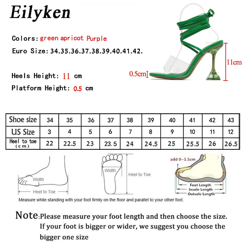 Eilyken New Design Transparent PVC Sandals Women Summer Wedding Crystal High Heels Gladiator Party Prom Shoes - kmtell.com