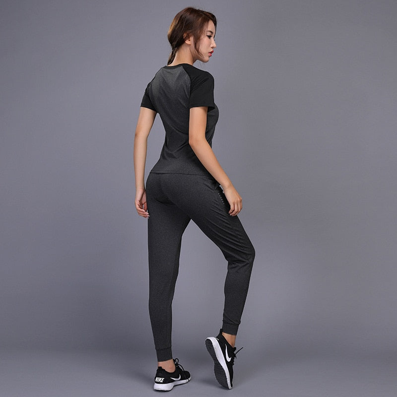New Women&#39;s Sportswear For Yoga Sets Jogging Clothes Gym Workout Fitness Training Sports T-Shirts Running Pants Leggings Suit - kmtell.com