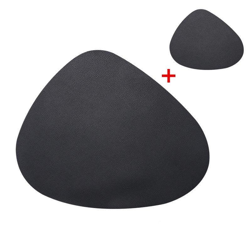 Leather Table Mats Tableware Pad  Placemat Heat Insulation PU  Bowl Coaster Kitchen Non-Slip - KMTELL