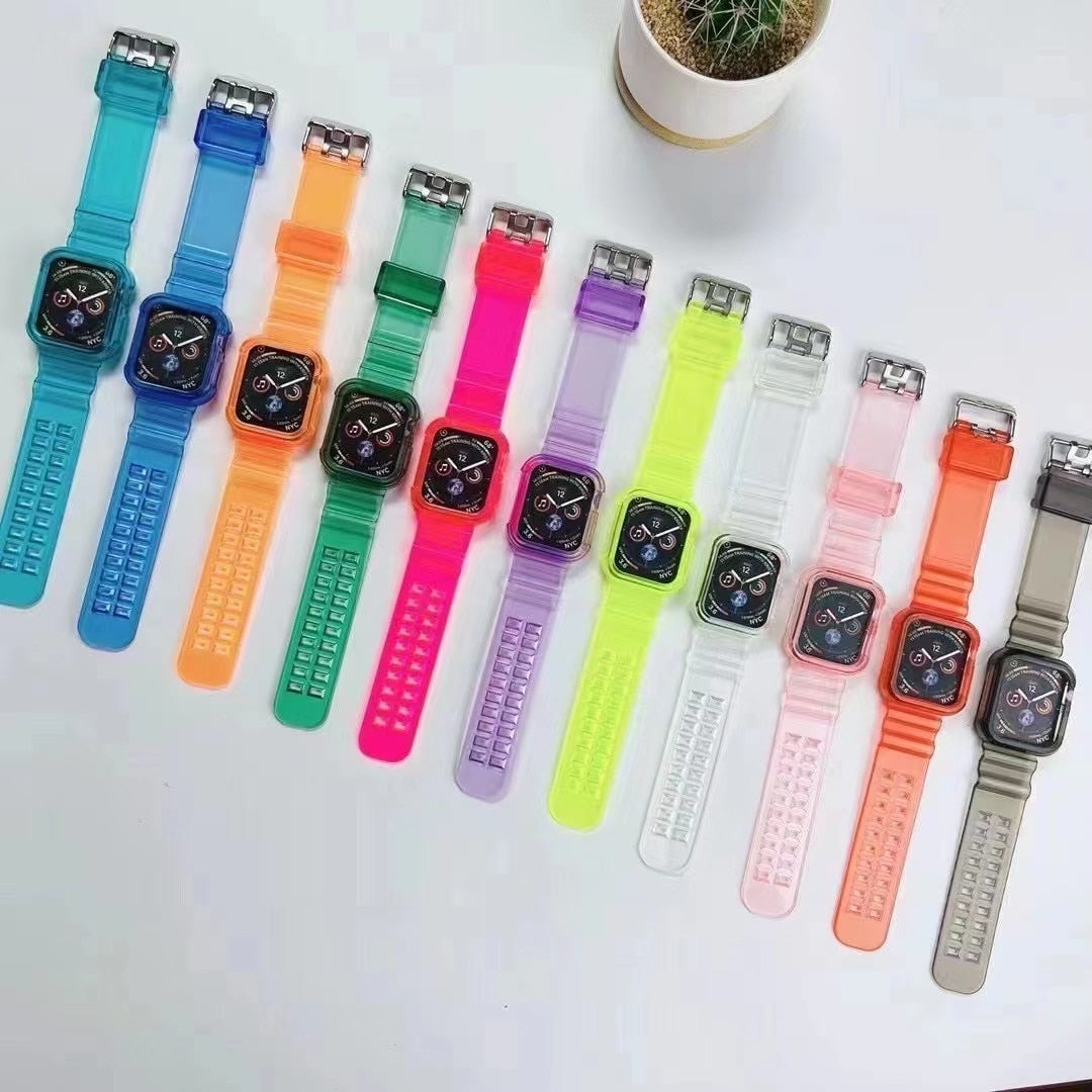 silicone Strap for Apple Watch 8 Band 45MM 41 42 mm 40 44 38mm Transparent Correa Sport loop wrist Iwatch Series 8 7 6 se 5 4 3 - kmtell.com