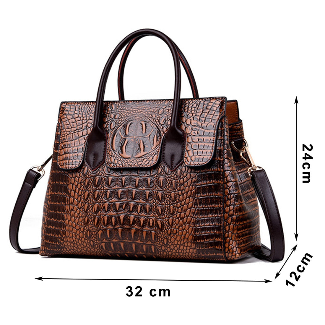 Women Handbag Genuine Leather Bags Women Crocodile Luxury Handbags Women Bags Designer Crossbody Bags Female Retro Tote Handbags - kmtell.com