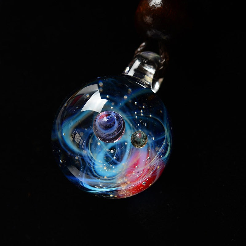 BOEYCJR Universe Glass Bead Planets Pendant Necklace Galaxy Rope Chain Solar System Design Necklace for Women Christams Gift - kmtell.com