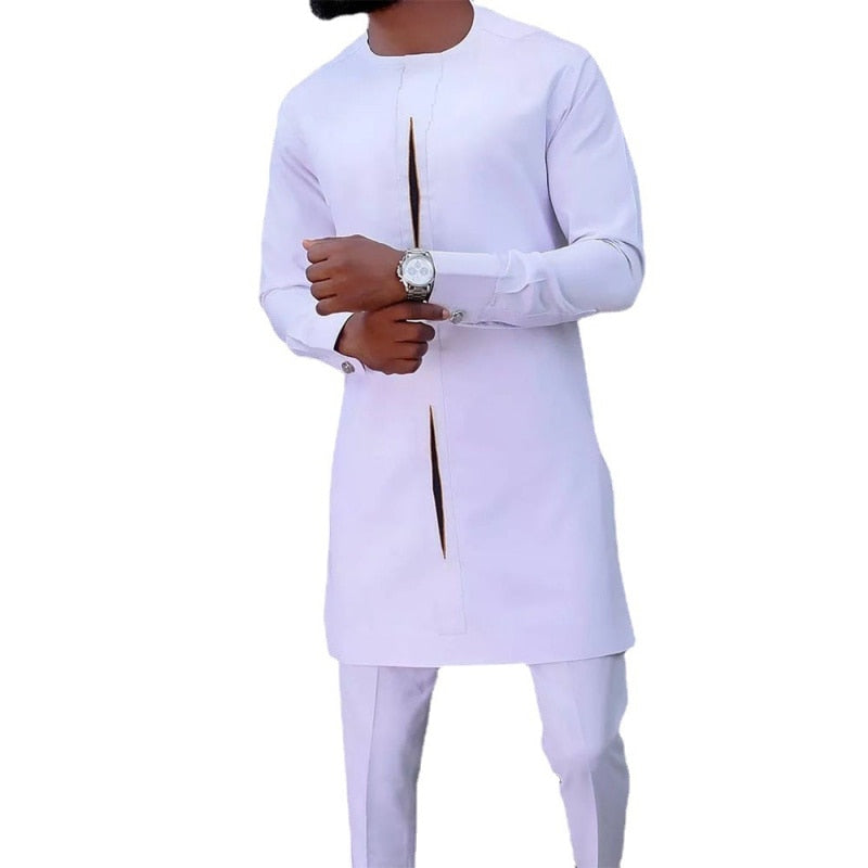 New Ethnic Style Solid Color Leisure Suit African Men Fashion Suit - kmtell.com