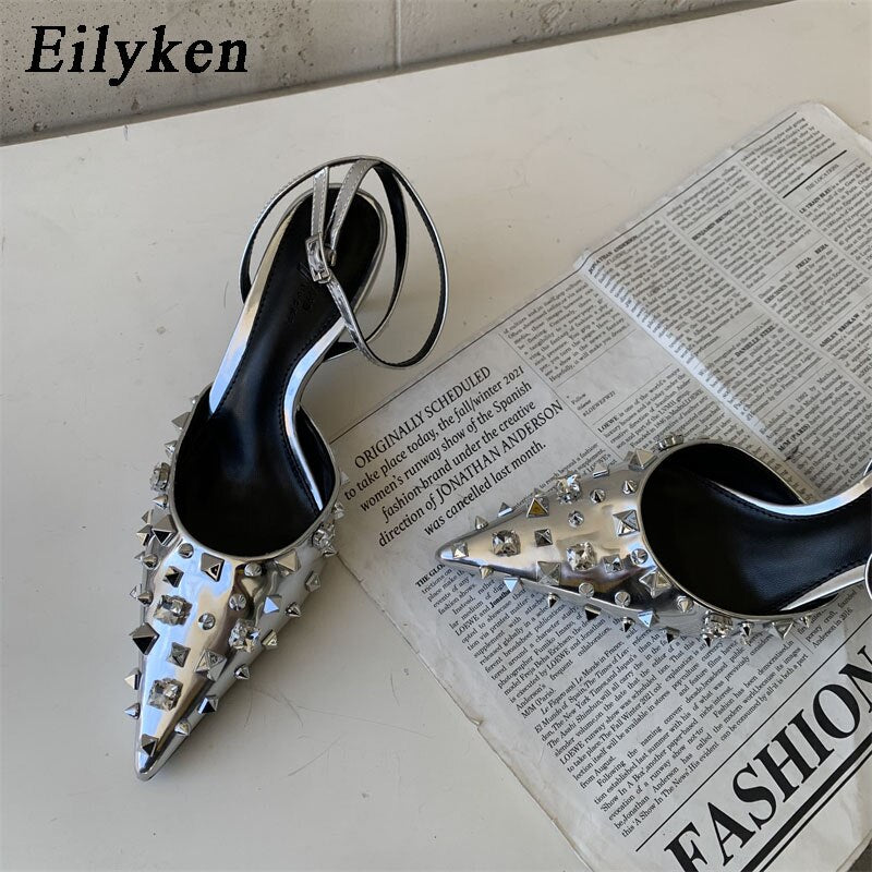 Eilyken 2023 Spring New Pumps Women Shoes Fashion Rivet Pointed Toe Ladies Elegant Slingback Sandals Zapatilla De Muje - kmtell.com