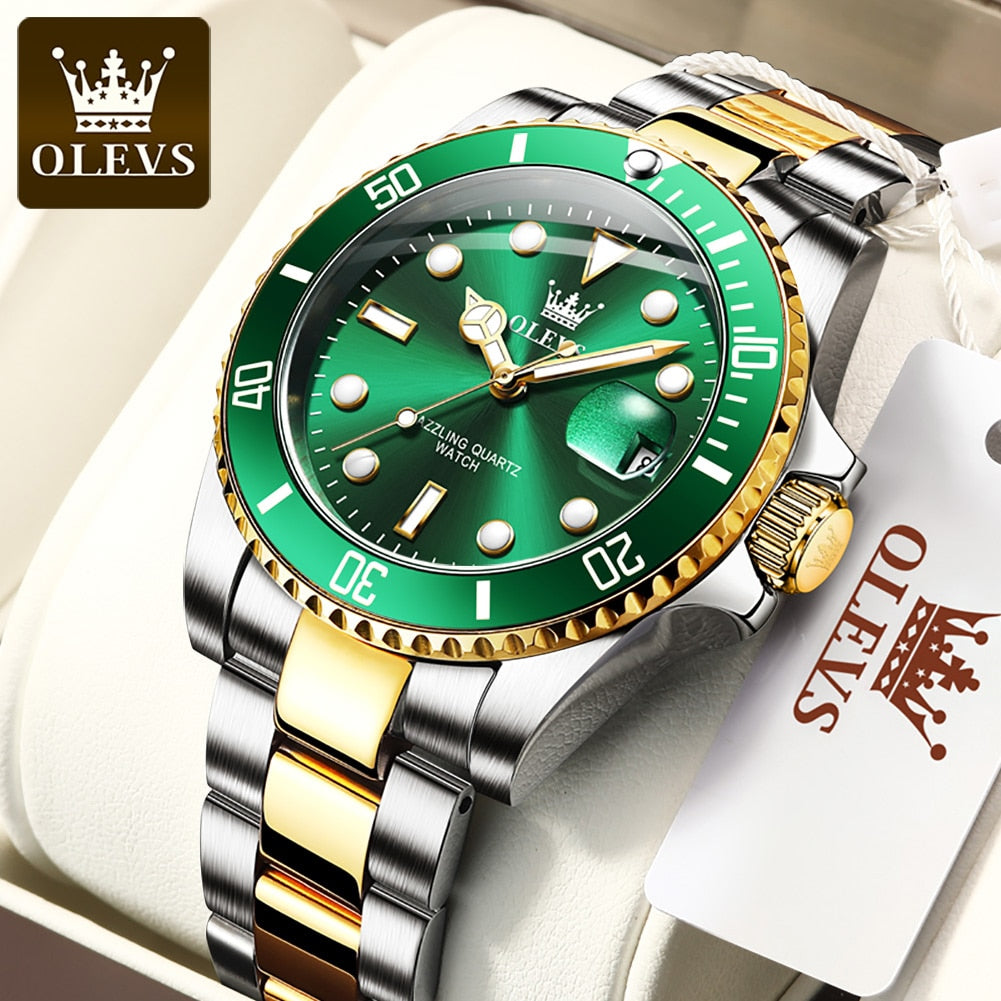 OLEVS Genuine Quartz Watch for Men Stainles Steel Waterproof Sport Watch Auto Date Clock Wristwatch Luxury Relogio Masculino5885 - kmtell.com