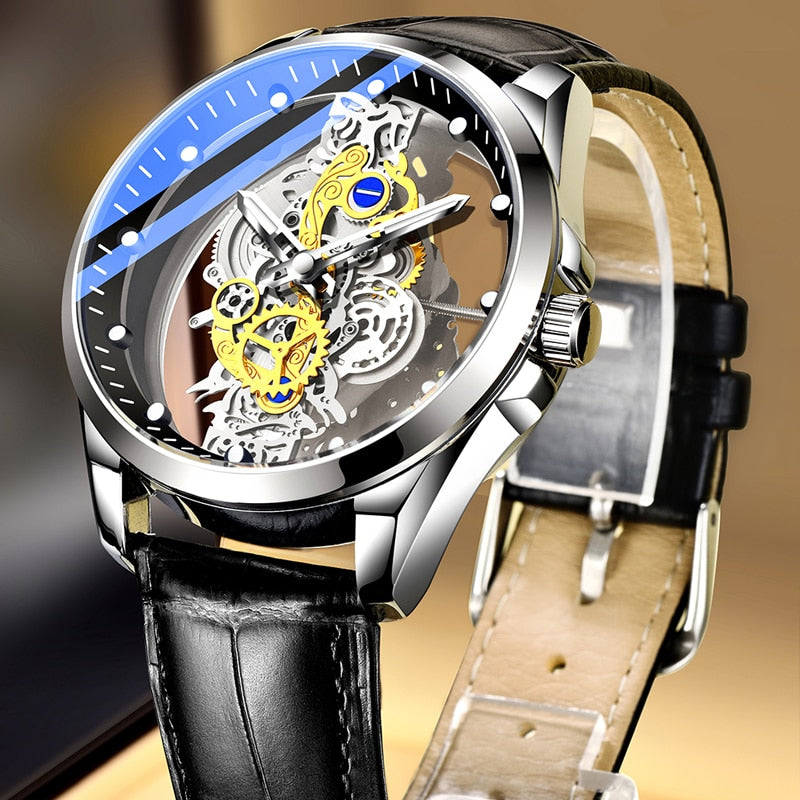 2023 New Men Watch Skeleton Automatic quartz Watch Gold Skeleton Vintage Man Watch Mens Watches Top Brand Luxury часы мужские - kmtell.com
