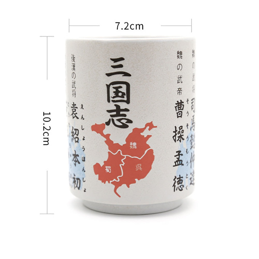 Japanese Impression Ceramic Mugs 300ml Tea Wine Sushi Sake Cup Funny Family Restaurant Decoration Travel Gift for Friends - KMTELL
