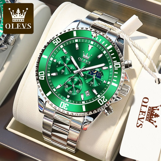 OLEVS Men&#39;s Watches Fashion Waterproof Quartz Wrist Watch Men Top Brand Luxury Stainless Steel Strap Sport Date Clock Male - kmtell.com