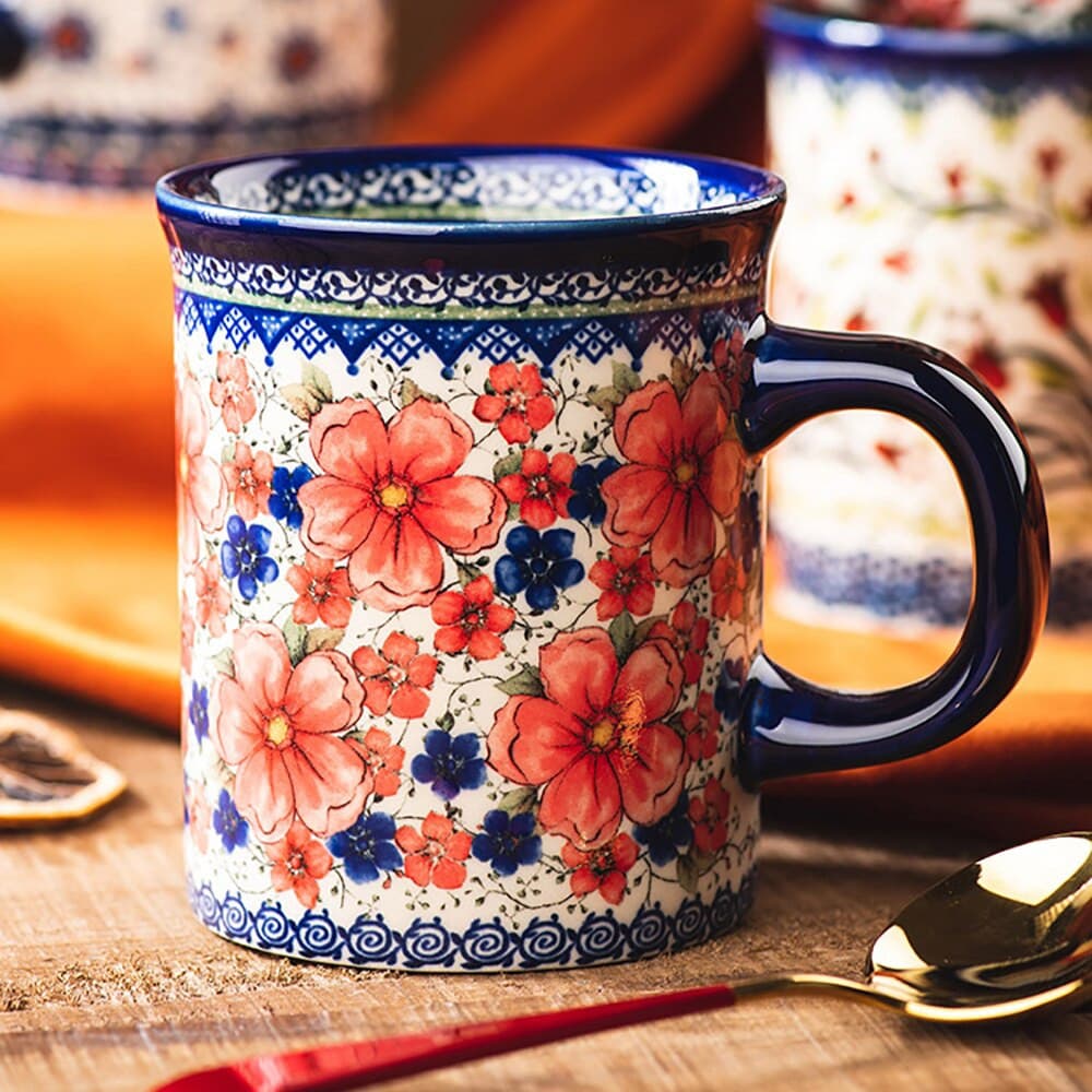 Original Flowers Coffee Mug Kawaii Beautiful Milk Tea Muesli Porcelain Breakfast Cups 400ml Ceramic Cup Creative Gift for Friend - KMTELL