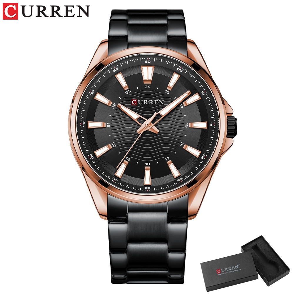 CURREN Classic Simple Stainless Steel Quartz Wristwatches Fashion Brand Men&#39;s Watches with Luminous Hands - kmtell.com