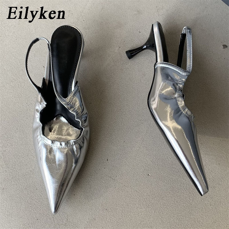 Eilyken 2023 Spring Pleated Women Pumps Shoes Fashion Soft Pointed Toe Ladies Elegant Sandals Zapatilla De Muje - kmtell.com