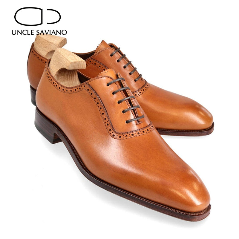Uncle Saviano Oxford Brogue Formal Dress Man Business Shoes Best Designer Original Fashion Handmade Genuine Leather Men Shoes - kmtell.com