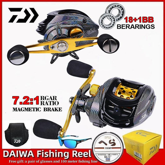 Professional DAIWA Fishing Reel with 18+1 Bearings, 7.2:1 Gear Ratio, 10GK Max and 10-Speed Magnetic Brake System - kmtell.com