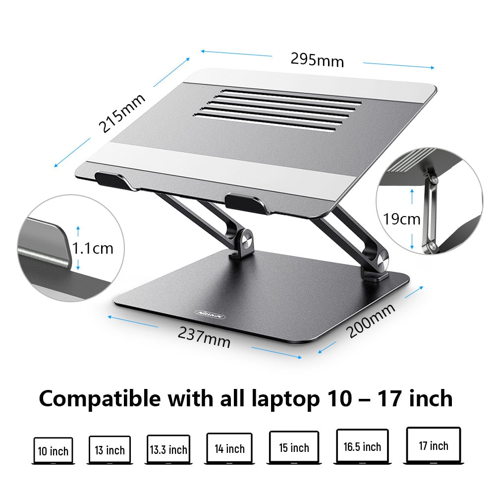 Laptop Stand for bed work from home Adjustable Aluminium NILLKIN Laptop Holder Stand Heat Release Foldable Laptop Notebook Stand - kmtell.com