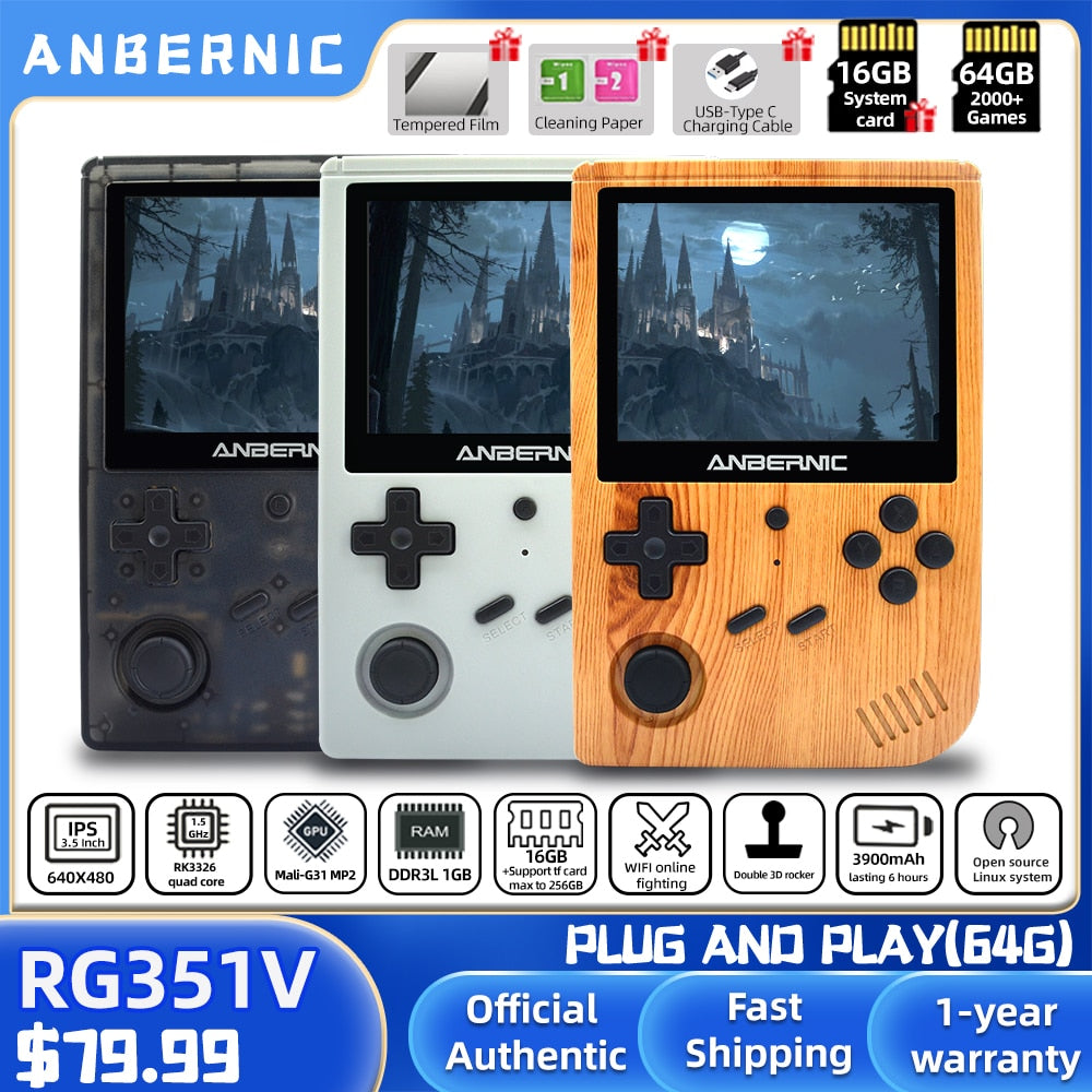ANBERNIC New RG351V Retro Games Built-in 16G RK3326 Open Source 3.5 INCH 640*480 handheld game console Emulator For  kid Gift - kmtell.com