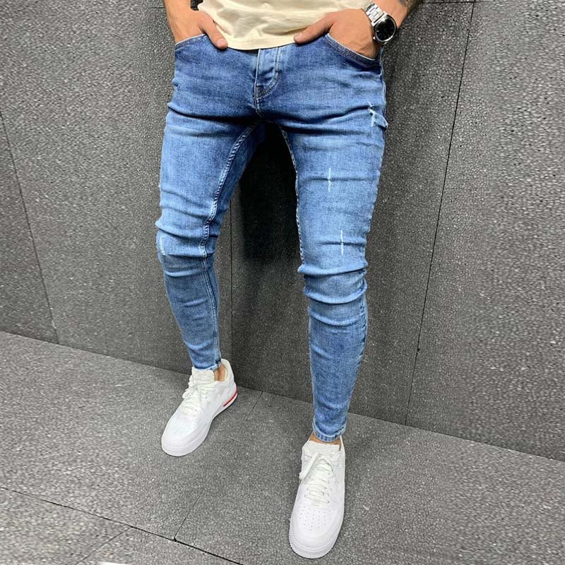 White Embroidery Jeans Men Cotton Stretchy Ripped Skinny Jeans High Quality Hip Hop Black Hole Slim Fit Oversize Denim Pants - kmtell.com
