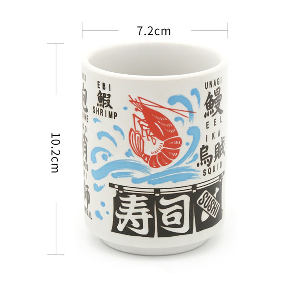 Japanese Impression Ceramic Mugs 300ml Tea Wine Sushi Sake Cup Funny Family Restaurant Decoration Travel Gift for Friends - kmtell.com