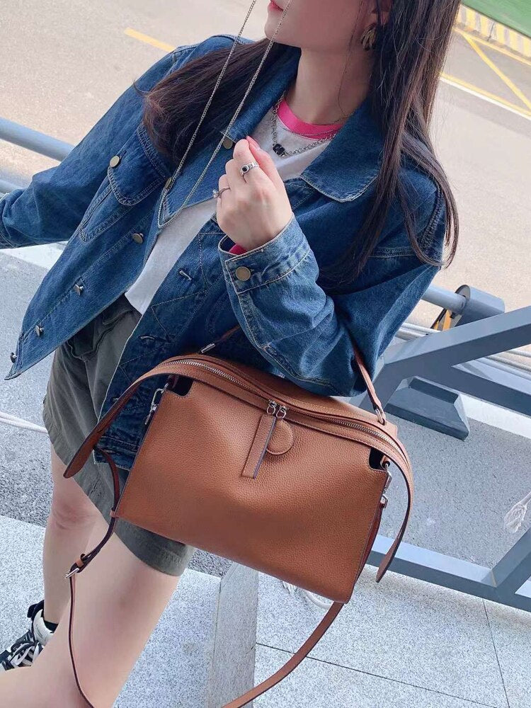 Ins Chic Winter Green Tote Bag Large Oil Wax Patent Cow Leather Women Shoulder Bag Soft High Quality Retro Huge Ladies Hand Bag - kmtell.com