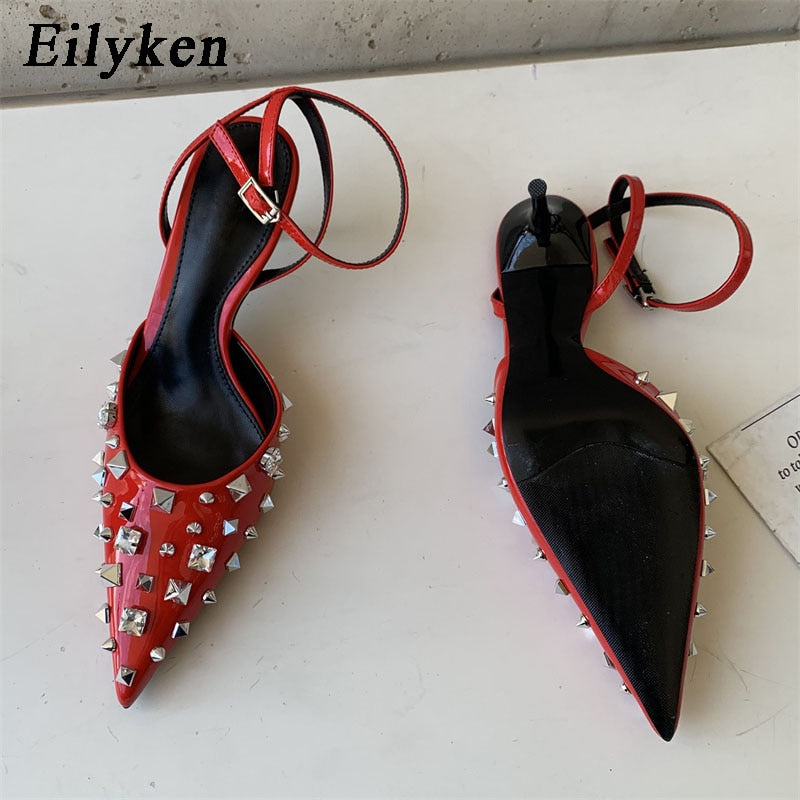 Eilyken 2023 Spring New Pumps Women Shoes Fashion Rivet Pointed Toe Ladies Elegant Slingback Sandals Zapatilla De Muje - kmtell.com
