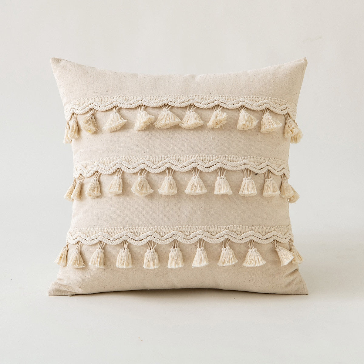 Ivory Cushion cover 45x45cm/30x50cm Pillow Cover Pompom Tassles Home Decoration Living Room Sofa Couch Bedroom Chair Seasonable - kmtell.com