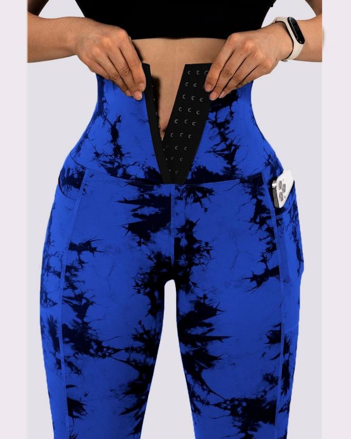 Women&#39;s Pants 2022 Autumn Fashion Tie Dye Print Tummy Control Butt Lifting Pocket Design Casual Skinny Daily Long Yoga Pants - kmtell.com
