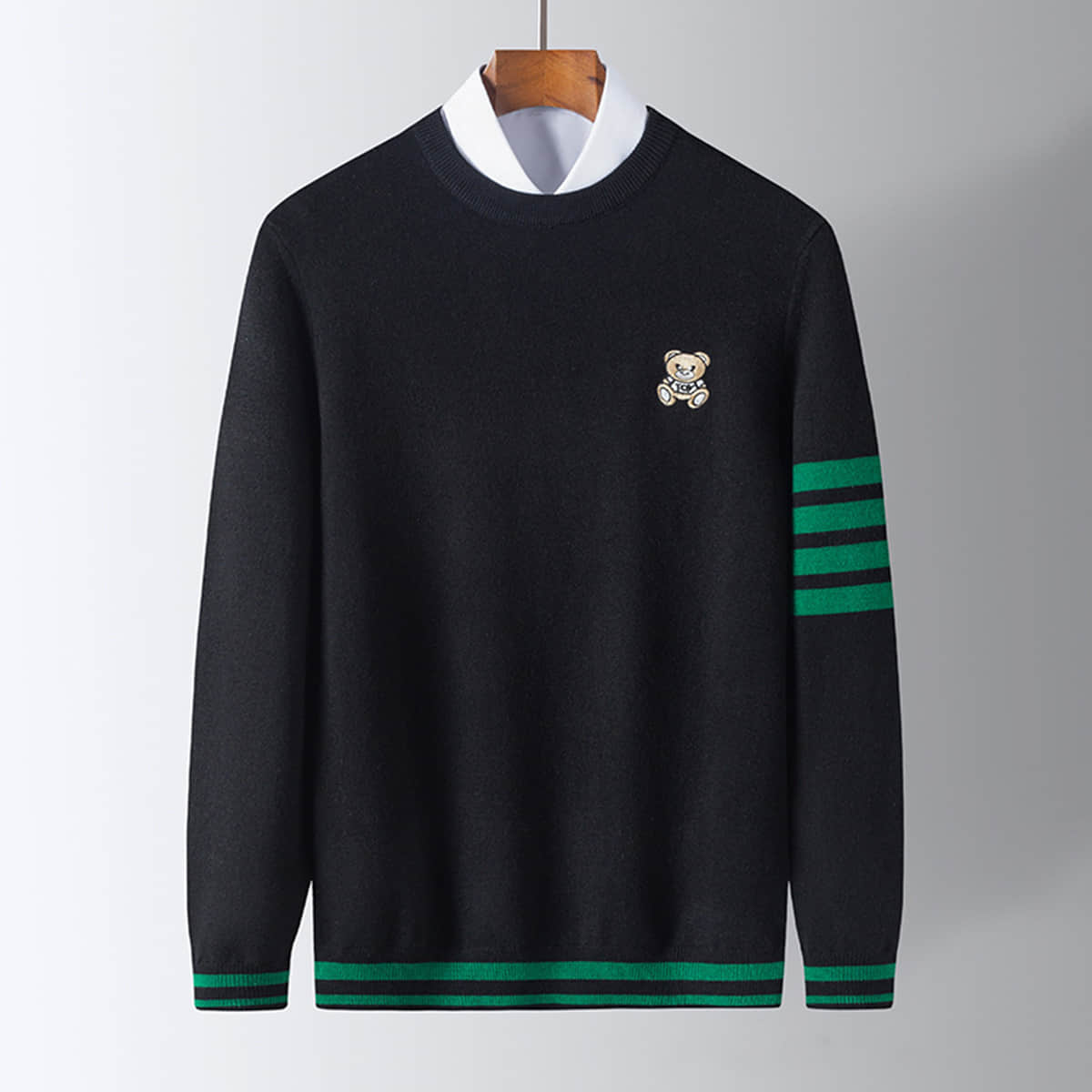 Mens Pullovers Luxury TB Brand Thom Sweaters Males Bear Embroidery 4 Bar Funmix O-Neck Striped Clothing Warm Pullover Fashion - kmtell.com