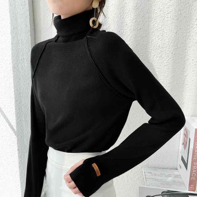 BGTEEVER Autumn Winter Turtleneck Women Sweater Elegant Slim Female Knitted Pullovers Casual Stretched Sweater jumpers femme - KMTELL