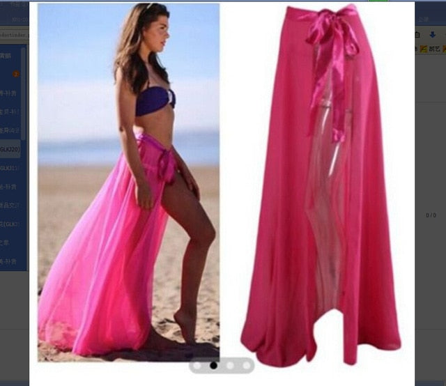 Womens Swim Wear Bikini Cover Up Sheer Beach Mini Wrap Skirt Sarong Pareo Shorts Summer Beachwear - KMTELL