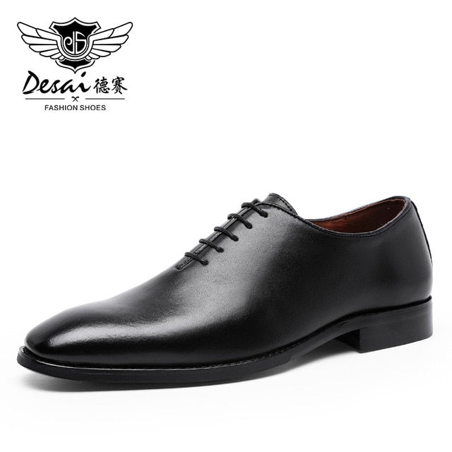 DESAI Men's Business Dress Casual Shoes For Men Soft Genuine Leather Fashion Mens Comfortable Oxford Shoes - KMTELL