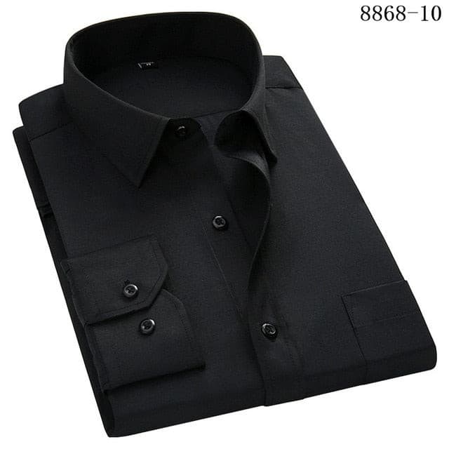 4XL 5XL 6XL 7XL 8XL Large Size Men's Business Casual Long Sleeved Shirt White Blue Black Smart Male Social Dress Shirts For Plus - KMTELL
