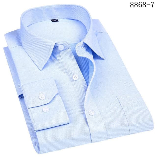 4XL 5XL 6XL 7XL 8XL Large Size Men's Business Casual Long Sleeved Shirt White Blue Black Smart Male Social Dress Shirts For Plus - KMTELL