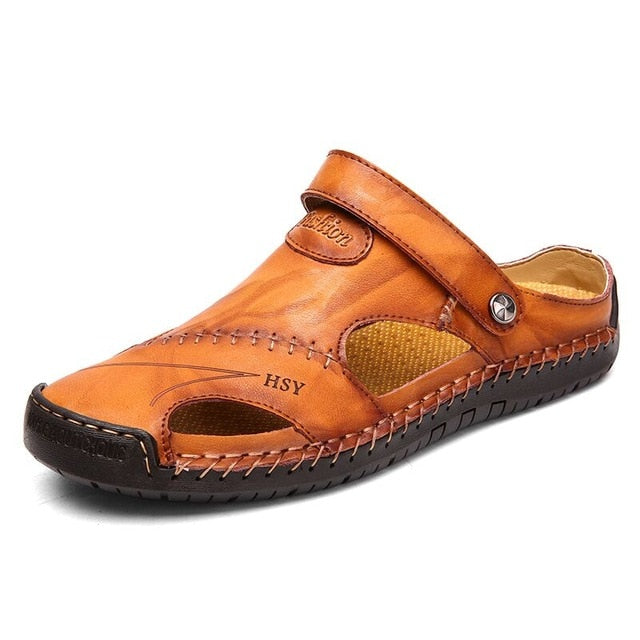 Summer Sandals Men Leather Classic Roman Sandals 2019 Slipper Outdoor Sneaker Beach Rubber Flip Flops Men Water Trekking Sandals - KMTELL