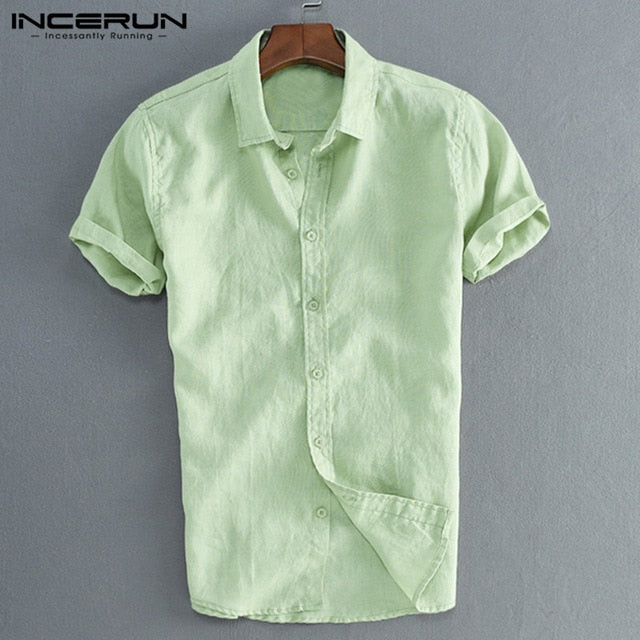 INCERUN Elegant S-5XL Male Tee Tops Casual Shirts Men Social Shirts Dress Button Turn Down Collar Slim Fit Men Clothes Camisa - KMTELL