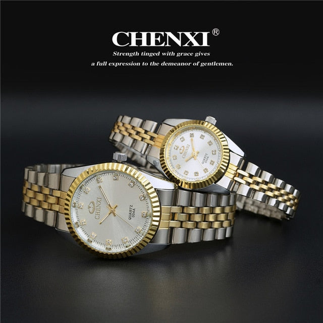 Best Couple New CHENXI Steel Band quartz watch men and women watches fashion lovers watches Women's dress watch free shipping - KMTELL