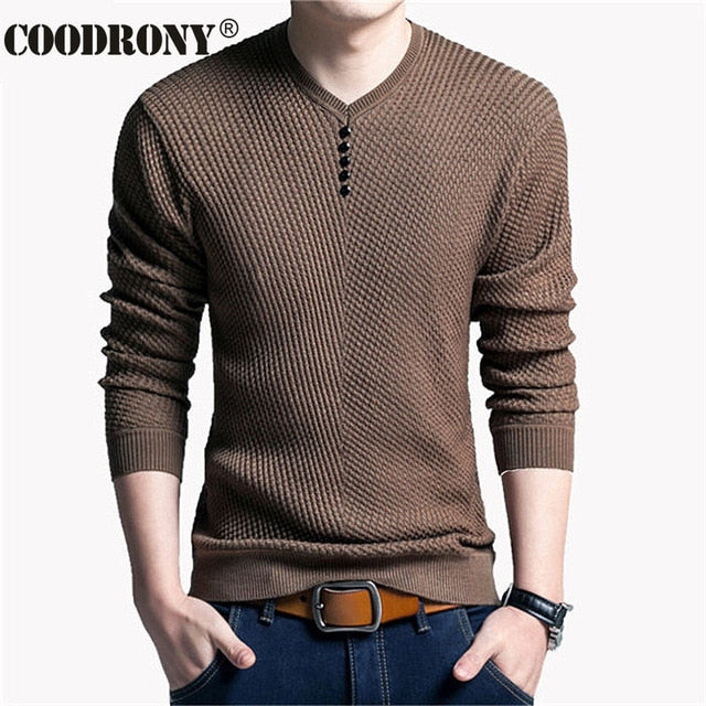 COODRONY Sweater Men Casual V-Neck Pullover Men Autumn Slim Fit Long Sleeve Shirt Mens Sweaters Knitted Cashmere Wool Pull Homme - KMTELL