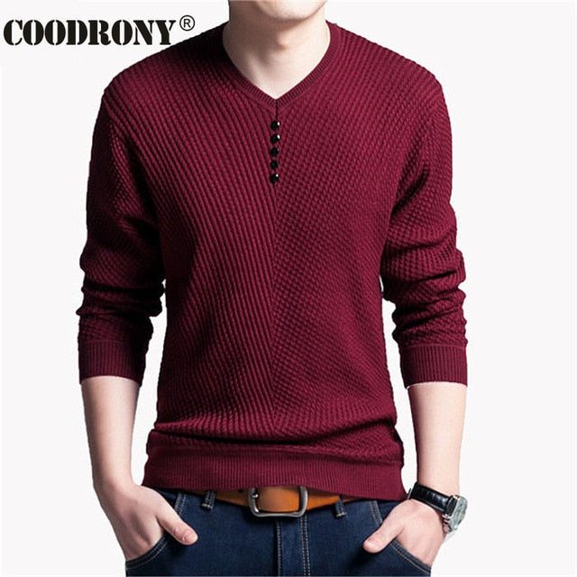 COODRONY Sweater Men Casual V-Neck Pullover Men Autumn Slim Fit Long Sleeve Shirt Mens Sweaters Knitted Cashmere Wool Pull Homme - KMTELL