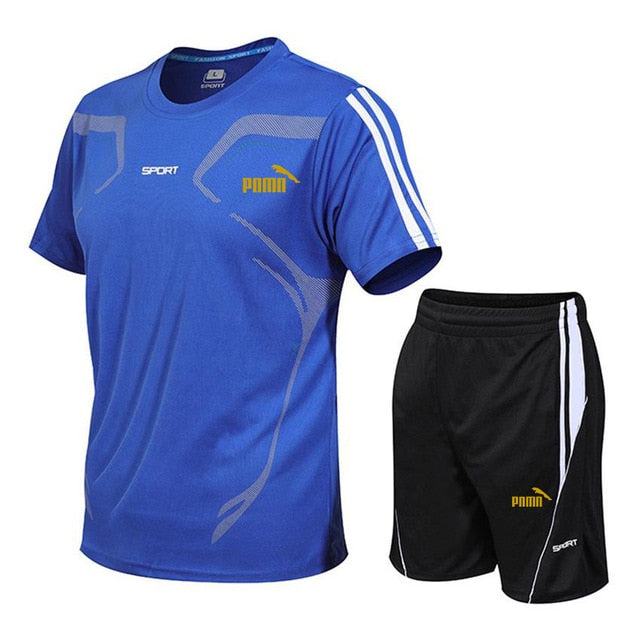 Summer Tracksuit Men Sweat Suit Fashion Casual Men's Sets Mens Clothes Quick Drying T Shirt Short Pants Brand Men's Sportsuits - KMTELL