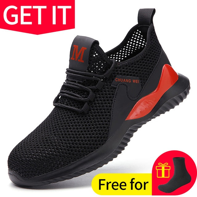 Work Safety Shoes Anti-Smashing Steel Toe Puncture Proof Construction Lightweight Breathable Sneakers Boots Men Women Air Light - KMTELL