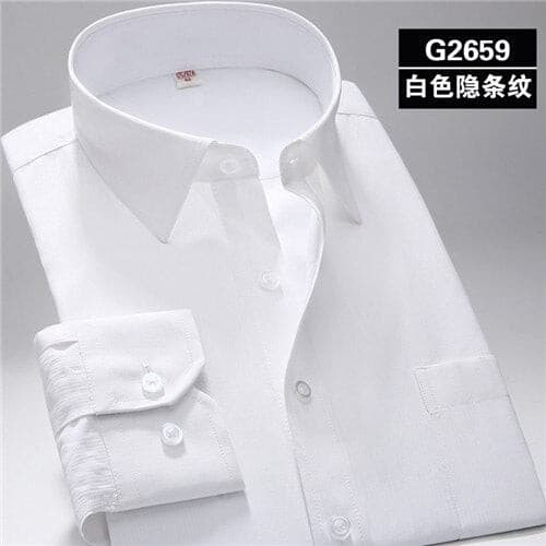S~7xl Oversized shirt men regular fit  square collar long sleeve dress shirts for men Solid Twill Striped White Mens Clothes - KMTELL