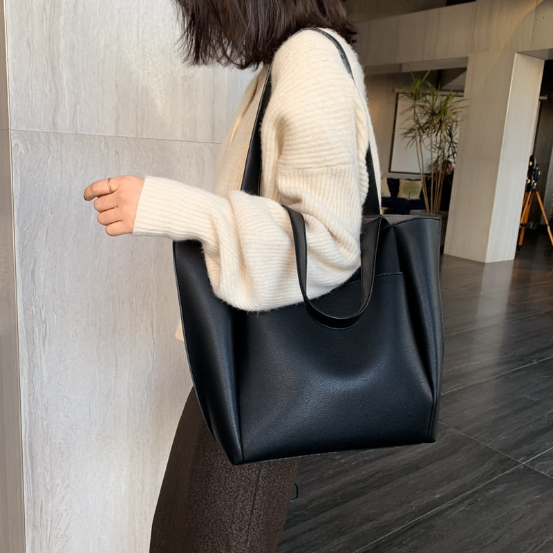 Hot sale large women&#39;s bag large capacity shoulder bags high quality PU leather shoulder bags ladies wild bags sac a main femme - KMTELL