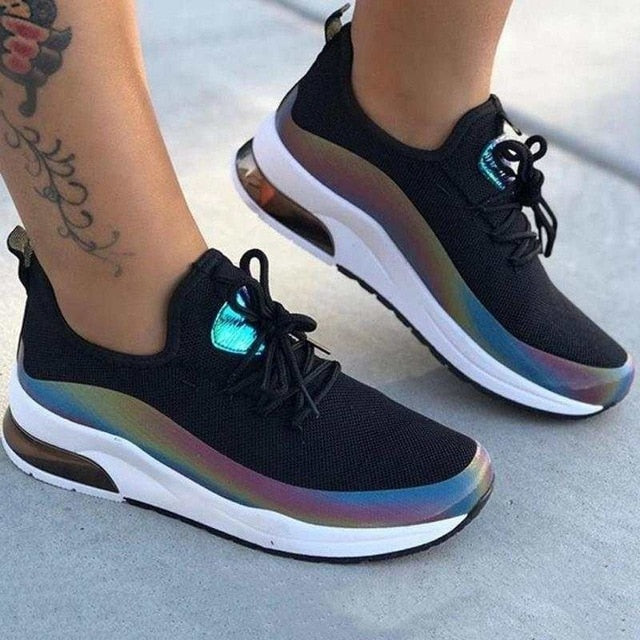 Women Colorful Cool Sneaker Ladies Lace Up Vulcanized Shoes Casual Female Flat Comfort Walking Shoes Woman 2020 Fashion - KMTELL